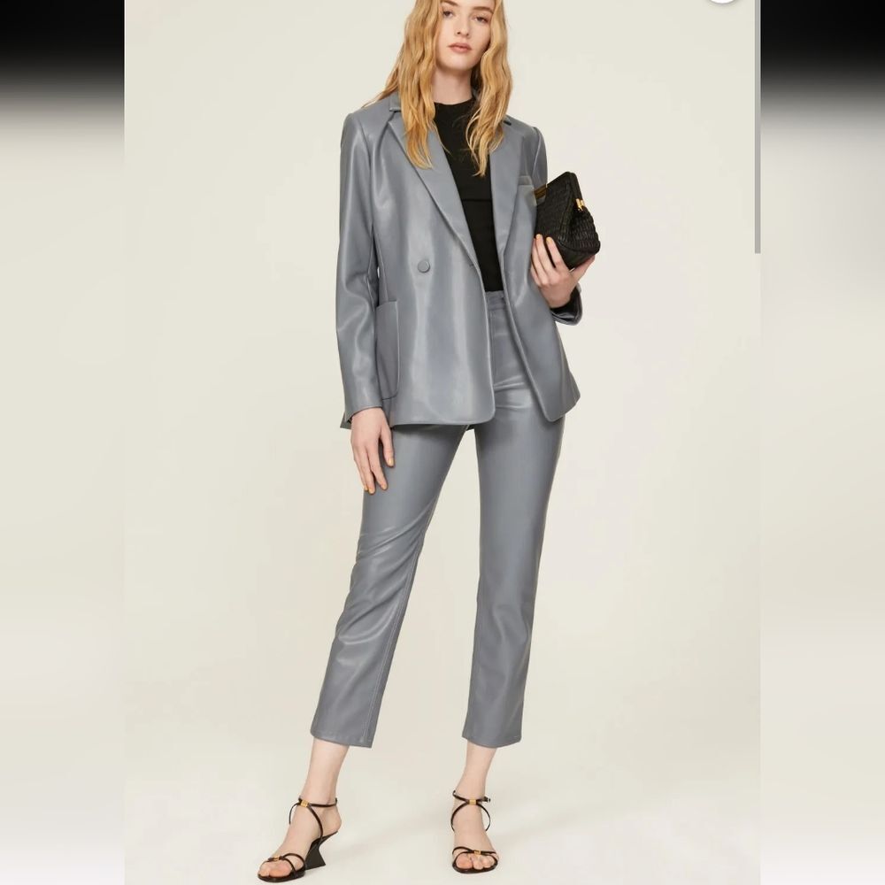 Jonathan Simkhai River Gray Faux Leather Pants Size 2